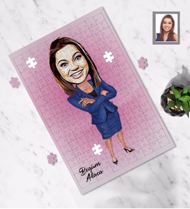 Kişiye Özel Öğretmen Karikatürlü A4 99 Parça Puzzle Bayan-20