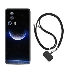 Xiaomi Mi 13 Lite Kılıf Resimli Boyun Askılı İpli Desenli Silikon Series Midnight Moon 1802