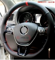 Ford Focus (2006 -2009)Direksiyon Kılıfı Carbon Alkantara Kırmızı