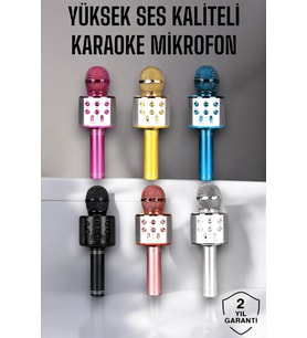 Kablosuz Bluetooth Karaoke Mikrofon USB ve AUX Girişli, Yüksek Ses Kalitesi