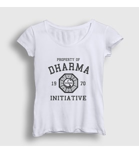 Presmono Kadın Beyaz Property Of Dharma Initiative Lost T-Shirt 439917tt (Beyaz)