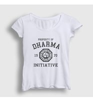 Presmono Kadın Beyaz Property Of Dharma Initiative Lost T-Shirt 439917tt (Beyaz)