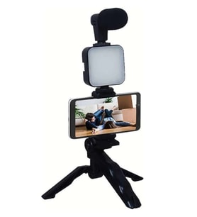 Telefon Tutucu Mikrofonlu Işıklı Youtuber Video Kayıt