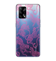 Oppo A74 Uyumlu Pembe Leopar Desenli Şeffaf Telefon Kılıfı