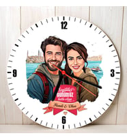 Sevgiliye Hediye Kişiye Özel Aşıklar Şehri İstanbul ve Biz Karikatürlü Duvar Saati