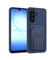 Samsung Galaxy A17 Kılıf Kartlıklı ve Deri Dokulu Şık ApexWallet Premium Kapak RYC/Bikart (Lacivert)
