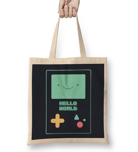 Cute Adventure Time Bmo Hello World Programmer Programming Female 01 Bez Çanta Uzun Saplı