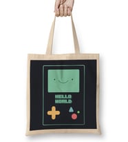 Cute Adventure Time Bmo Hello World Programmer Programming Female 01 Bez Çanta Uzun Saplı