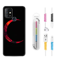 INFINIX Hot 8 9 10 11S Hot 10 Play 10T Kılıf Kablo Koruma Spiral Silikon Red Moons 1747