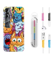 Tecno Spark 6 6 Go 8C 8 Pro 7 7 Pro Kılıf Kablo Koruma Spiral Silikon Kediler 1723