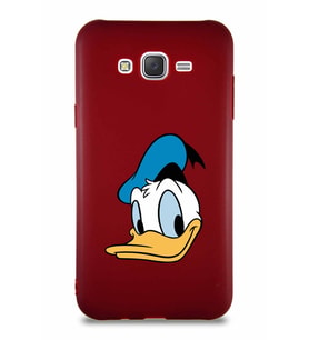 Samsung Galaxy J7 Soft Premier Kapak Donald Duck-B Tasarımlı Silikon Kılıf - Mürdüm (Şeffaf)