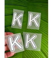 5X4 CM ÜTÜ İLE YAPIŞAN K HARFİ TRANSFER BASKI ARMA (Beyaz)