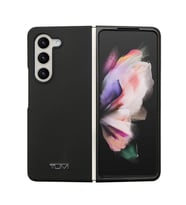TUMI Galaxy Z Fold 5 Kılıf TUMI Liquid Silikon Metal Logo Dizayn Orjinal Lisanslı Kapak (Siyah)