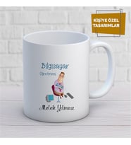 Kişiye Özel İsim Yazılabilir Bilgisayar Öğretmeni Kupa Bardak