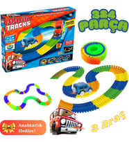 Magic Trucks 384 Parça Raylı Pist - Raylı Araç Oyuncak - Tren Oyuncak - Renkli Araç Yolu - Pist Set