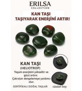 Sertifikalı Cüzdan Boy Heliotrop - Kan Taşı Kütle - Dayanıklılık ve Yaşam Gücü Kazandırır