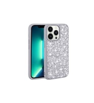 Apple iPhone 12 Pro Max Uyumlu Kılıf Parlak Taşlı Tasarım Zore Linea Kapak (Gümüş)