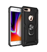 Apple iPhone 7 Plus Kılıf Sofya Yüzüklü Silikon Kapak - Siyah