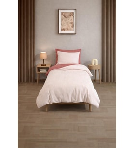 Çizgili Tek Kişilik Nevresim Takımı 160x220 – 1 Yastık Kılıfı (Kiremit)