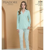 Pijadore Kadın Önü Düğmeli Uzun Kollu Mevsimlik Pijama Takımı 2236