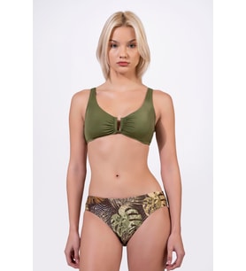 Endeep Kadın Desenli Özel Lurex Kumaş Toparlayıcı Bikini Takımı