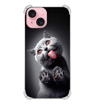 PrintiFy Apple iPhone 15 Plus Uyumlu Kedi 2 Baskılı Şeffaf Köşe Korumalı Antişok Kılıf
