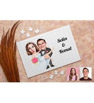 Karikatürlü Gelin Damat Özel Kişiye Özel Puzzle