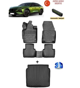 Rizline Peugeot 408 2023 Sonrası Uyumlu 3D Havuzlu Paspas ve Bagaj Havuzu Seti (BENZİN/DİZEL) ASMA KOKU VE NUMARATÖR HEDİYELİ