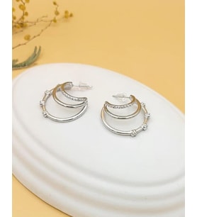 Zirkon Taşlı Çoklu Görünüm Yarım Halka Silver Küpe