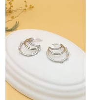 Zirkon Taşlı Çoklu Görünüm Yarım Halka Silver Küpe