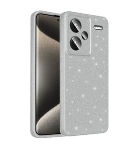 Coverzone Xiaomi Redmi Note 13 Pro Plus 5G ile uyumlu Z-Jelly K?l?f Kamera Korumal? Simli I??lt?l? Renkli Parlak Silikon Kapak - Silver