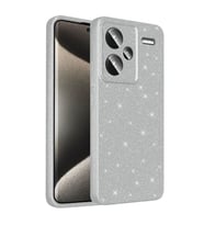 Coverzone Xiaomi Redmi Note 13 Pro Plus 5G ile uyumlu Z-Jelly K?l?f Kamera Korumal? Simli I??lt?l? Renkli Parlak Silikon Kapak - Silver