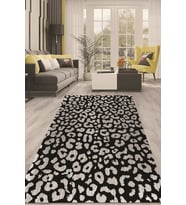 Dijital Kaymaz Taban Yıkanabilir Modern Renkli Salon Halısı Mutfak Halısı Yolluk ND-HT-931 (Siyah)