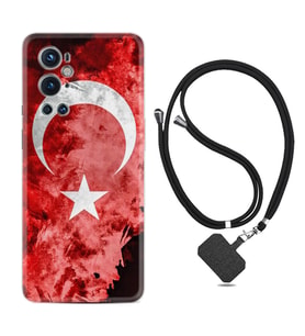 Tecno Spark 9 Pro Kılıf Resimli Boyun Askılı İpli Desenli Silikon Şanlı Türk Bayrağı 1315