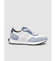 %100 Hakiki Deri Beyaz - Mavi Bağcıklı Erkek Sneaker