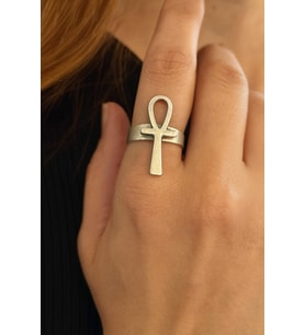 Ankh Sembollü Metal Yüzük – Unisex Ayarlanabilir
