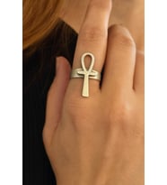 Ankh Sembollü Metal Yüzük – Unisex Ayarlanabilir