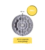 Dekoratif Polimer 40 cm Avize Göbeği (Gümüş)
