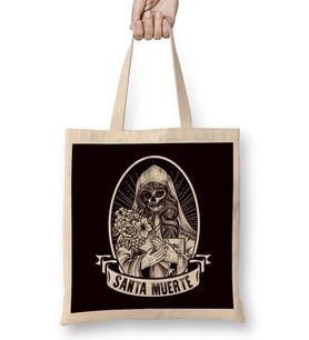 Santa Muerte Mexican Dead Sugar Skull Female Deity Satanic Bez Çanta Uzun Saplı