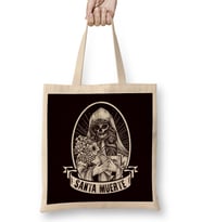 Santa Muerte Mexican Dead Sugar Skull Female Deity Satanic Bez Çanta Uzun Saplı