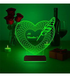 Luvivia Kalp Sevgiliye Hediye Kişiye Özel 3D Lamba - Masa Gece Lambası