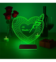 Luvivia Kalp Sevgiliye Hediye Kişiye Özel 3D Lamba - Masa Gece Lambası
