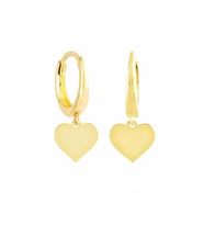 Sallantılı Altın Kalp Küpe 14K Gold Taşsız (Çok Renkli)