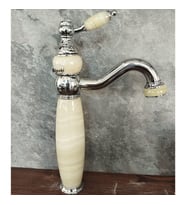 Onyx Detaylı Uzun Çanak Lavabo Bataryası (Krom)