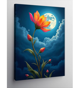 Kanvas Tablo Ay Işığında Çiçek Açan Bitki