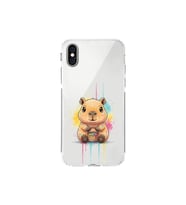 iPhone XS ile Uyumlu Splash Kapibara Tasarımlı Şeffaf Silikon Kılıf