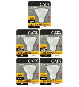 (5 Adet) Cata 9W (50W) Beyaz Işık (6500K) Dim Edilebilir GU10 Duylu Led Spot Ampul