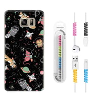 Samsung S7 Edge S20 Fe Plus Ultra S21 S22 Kılıf Kablo Koruma Spiral Silikon Planet Animals 1771