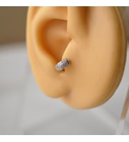 Gümüş Renkli Taşlı Bombeli Halka Tragus Piercing Helix (Çok Renkli)