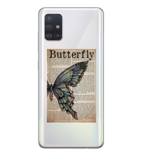 Samsung Galaxy A51 Uyumlu Butterfly Tasarımlı Şeffaf Telefon Kılıfı
